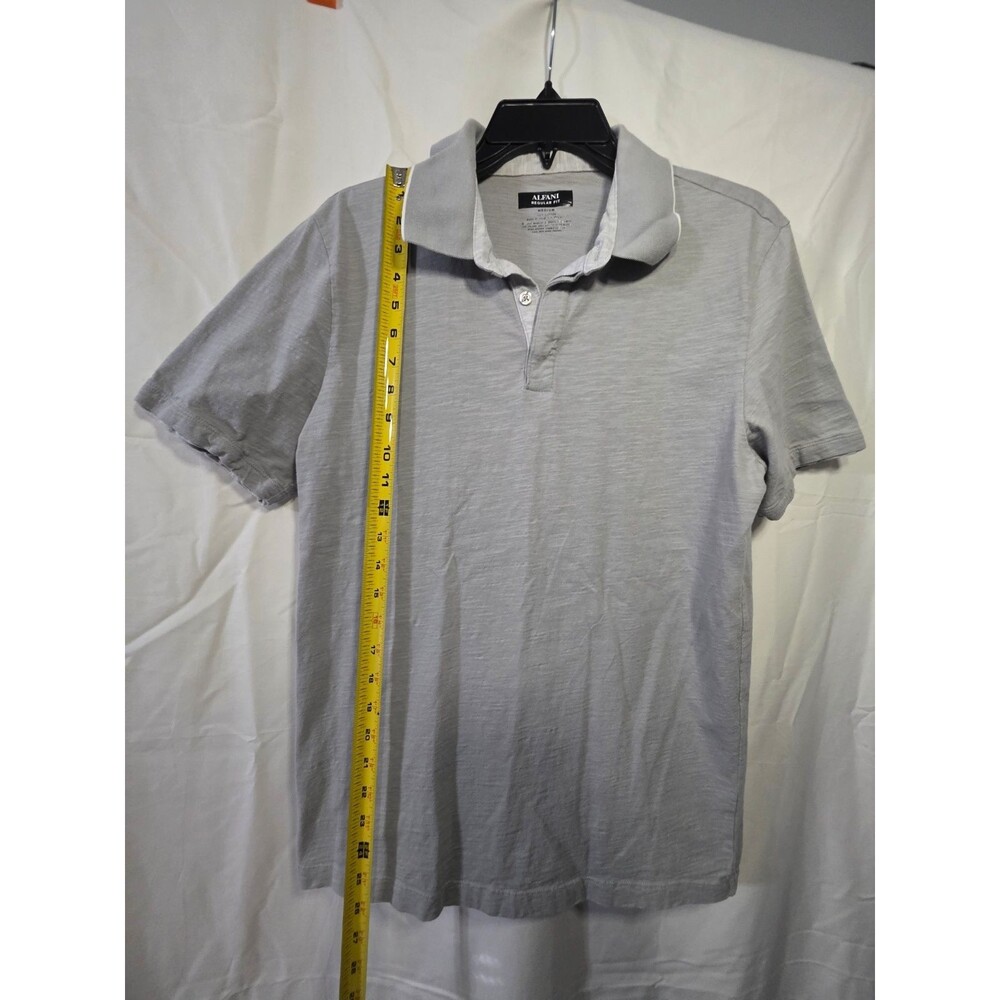 Alfani Men's Polo Shirt Medium Gray Regular Fit 100% Cotton Short Sleeve - Picture 2 of 3